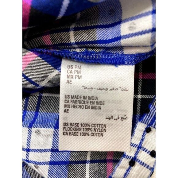 Charter Club Blue Black‎ Plaid Ruffle Tie Neck Button Down Sz PXL NEW - Picture 7 of 8